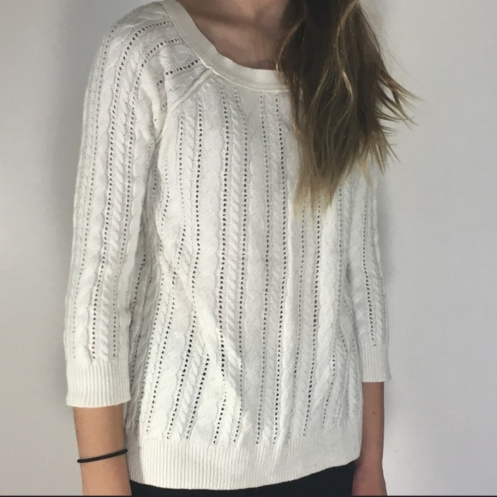 Women’s American Eagle Wide Neck Knit Sweater Ivory Cream Size Medium